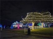 Vintage home in holiday lights
