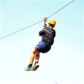 Person ziplining