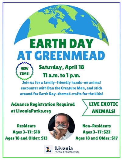 Flyer for Earth Day at Greenmead