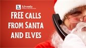 Santa on a phone with text that says "FREE calls from Santa and elves"
