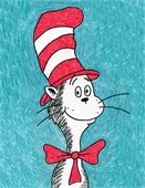 A drawn picture of the Cat in the Hat