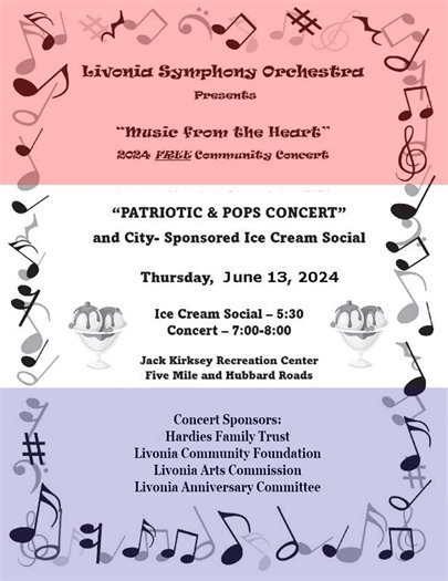 Flyer for Livonia Symphony Orchestra's Patriotic & Pops