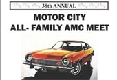 A classic car with text that says " 38th Annual Motor City All-Family AMC Meet"