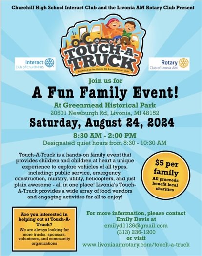 Flyer for Touch-a-Truck on Aug. 24