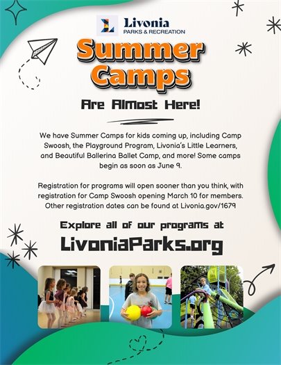 Flyer for Livonia Summer Camps