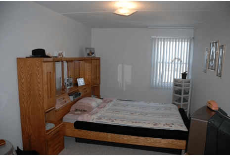 Bed in a one bedroom apartment