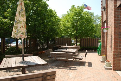 Picnic table with umbrella