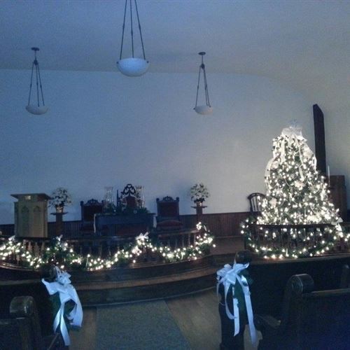The Interior of the Church Decorated During Christmas