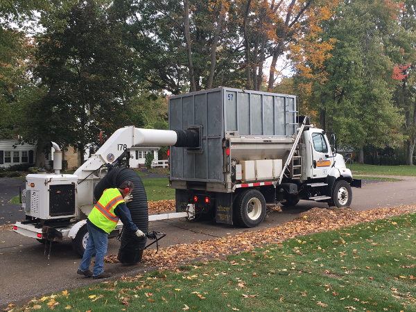 Vehicle Performing Leaf Pickup